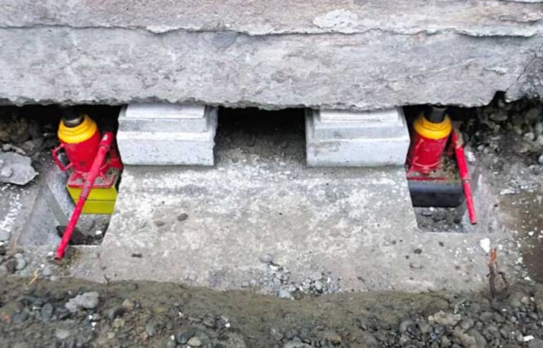 Foundation Repair with hydraulic jacks